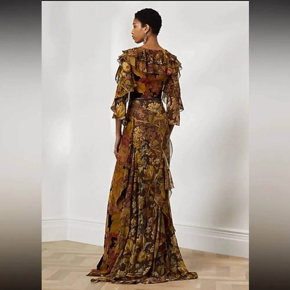 Ralph Lauren Fall 2022 Collection Deklan Floral Print Silk Day Dress - Picture 14 of 17